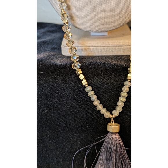Loft Boho Crystal Beaded Tassel Necklace - Picture 3 of 7